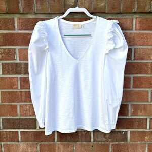 Nation LTD White Remi Prim Combo Tee Top sz Large